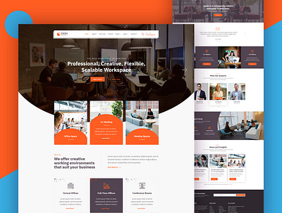 Zash - Office Rental & Coworking Space HTML Template corporate coworking coworking space creative design space sharing ux virtual spaces web design website website design