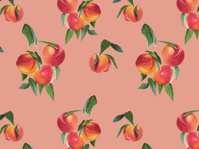 Peaches Repeat Pattern on Light Pink Background