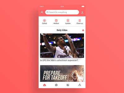 Video Pages app home manage practice red sport ui video