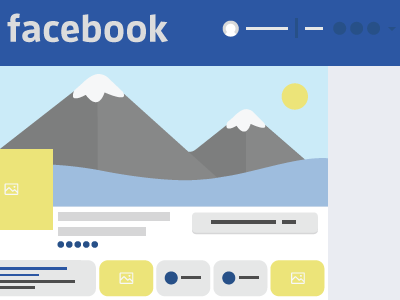 Facebook Wireframe capabilities content facebook flat free freebie illustration media silicon valley social ui wireframe