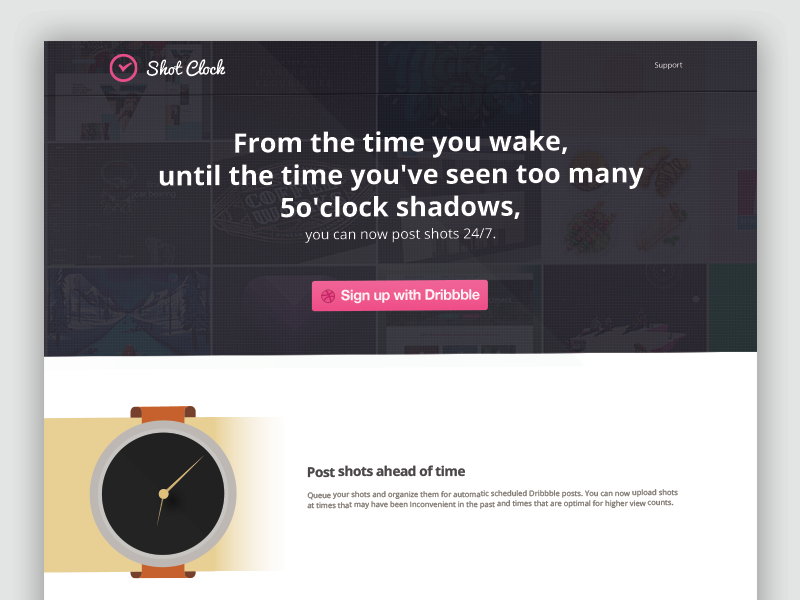 Dribbble Scheduler App api app button dribbble flat logo schedule shadow sign time up watch