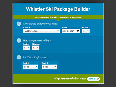 Whistler Ski Package Form custom select flat form simple ui utility