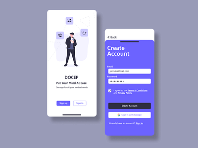 DOCEP: Sign Up Exploration app design exploration ux