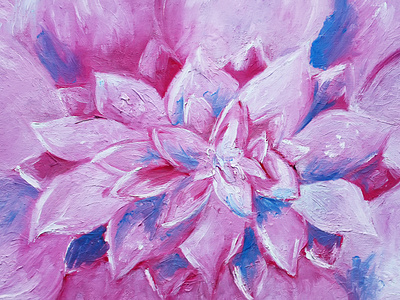 Pink flower art artistic artwork canvas flower handpainted lotus oil painting pink color spirituality