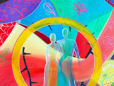 Together forewer acrylic art artistic artwork canvas handpainted illustration infinity life love man and woman pair people relationships sacred spiritual together two