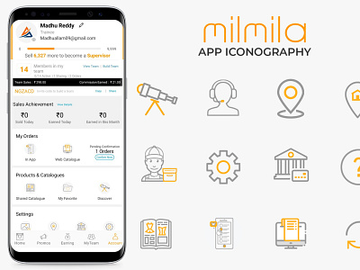 MilMila App Iconography branding design icon illustration minimal ux vector