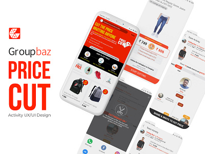 Groupbaz Price Cut Activity UI/UX Design app branding design grapicdesign groupbaz groupbaz pricecut ui design uiux ux