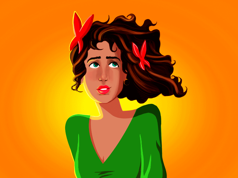 Hawaiian Girl art design gif girl hawaiian illustration personal artwork