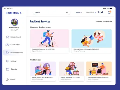 Kommune - a community app for Senior Citizens app art branding clean dashboard design flat friendship illustration ipad logo relationship senior senior citizens services social social media socialmedia ui ux