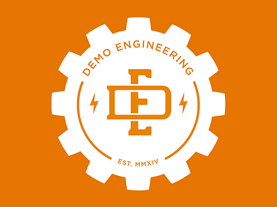 Demo Engineering Logo bolt branding gear lightning logo