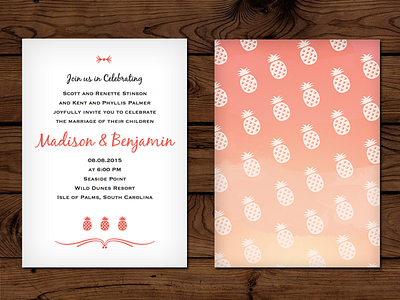 Tropical Wedding Invitation beach bridal couples invitation save the date tropical wedding