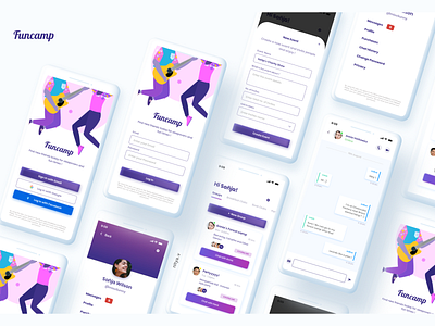 UI Design : Funcamp ( social app ) app clubhouse design events friends girl graphic design media party sleepover social ui ux visual design