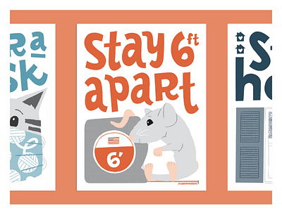 Stop the Spread of COVID-19: Social Distancing animal shelter design digital art illustration illustrator poster rat social distancing typography