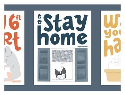 Stop the Spread COVID-19: Stay Home design digital art dog illustration illustrator poster