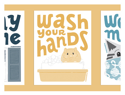 Stop the Spread of COVID-19: Wash Your Hands graphic design hamster hand lettering hand washing illustration illustrator poster typography vector