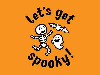Let's Get Spooky! bat design digital art ghost halloween holiday illustration illustrator skeleton spooky typo typography vector