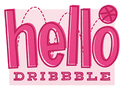 Hello Dribbbble! ball basketball debut design digital art dribbble first shot font graphic design hello illustration pink typogaphy vector