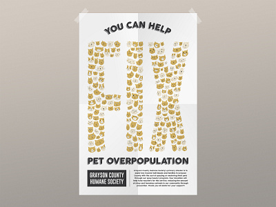 Help "Fix" Pet Overpopulation Cat Poster animal shelter cat cats design graphicdesign humane society illustration poster pro bono typography