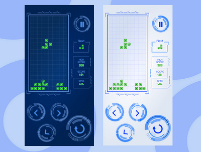 Futuristic interface design of mobile version in tetris games design mobile version of mobile version ui ux vector