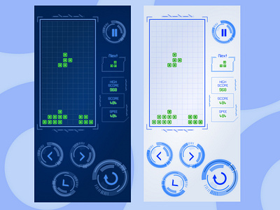 Futuristic interface design of mobile version in tetris games