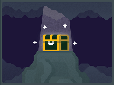 A Grand Treasure Awaits cave chest dark design game gold icon illustration light pixels retro treasure vector