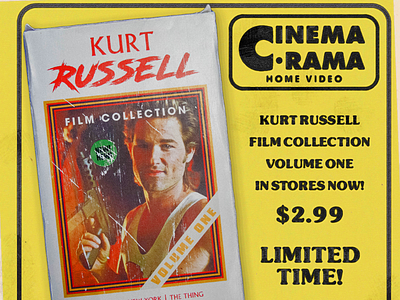 CinemaRama presents Kurt Russell 80s cinema cinemarama design movies graphicdesign kurtrussell vhs vhsart vhscoverart video