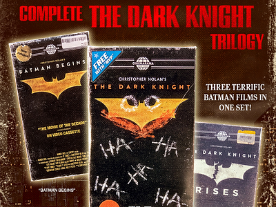 Complete The Dark Knight Trilogy cinema cinemarama design graphicdesign movie vhs vhstape vhsart vhsedit vhsforever vhstapes