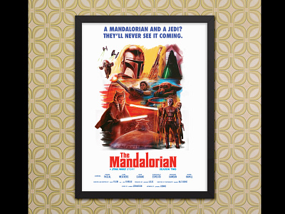 "The Mandalorian" Season Two poster 1960s analog cinemarama design graphic design illustration movie poster poster design retro starwars the mandalorian