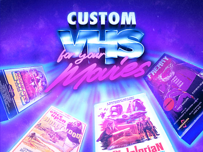 "Custom VHS" promotional graphic 1980s 1990s analog branding cinemarama design graphic design illustration poster retro vhs