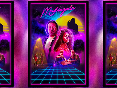"Madruguda" Key Art 80s graphic design illustration key art madruguda movie movie poster poster retro vaporwave