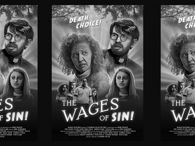 "The Wages of Sin!" Key Art 1960s black and white graphic design illustration movie poster poster retro the wages of sin