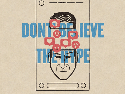 Don't believe the hype analog graphic design retro social media graphic