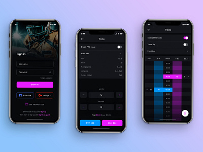 Sport Stock app design