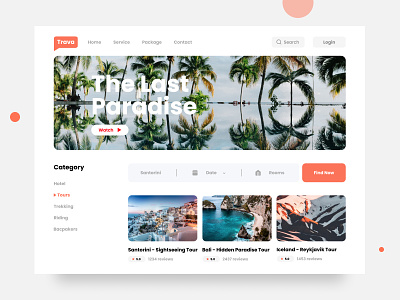 Trava - Travel Landing Page design interface landing page minimalism orange ui design ui ux web web design