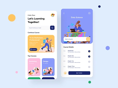 Course Mobile App Exploration book card clean course course app daily ui illustration interface minimal mobile app purple school school app startup study study app ui ui design ui ux yellow