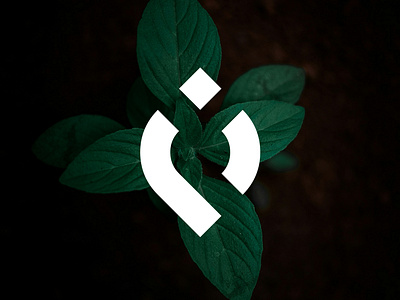 R + I + Leaf white logo art branding design flat icon lettering logo minimal vector