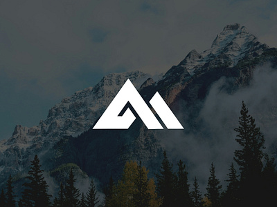 A + M + Mountain art branding design flat icon illustration lettering logo minimal vector