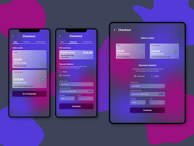 Checkout page app blur checkout design mobile payment plan tablet ux