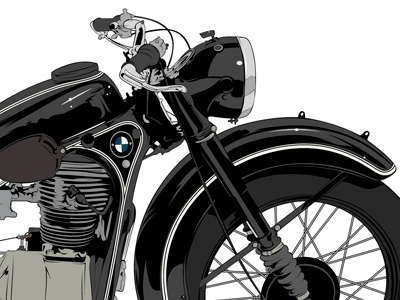1937 bmw illustration motorcycle vector