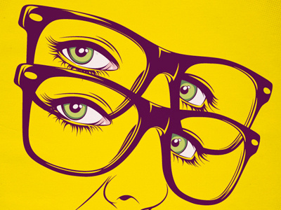 CMYK Faces // Yellow Face 4 eyes creative experimental glasses illustration vector yellow