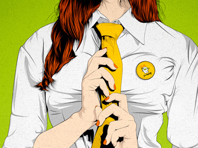 FORTUNE magzine. artwork editorial girl hair illustration magazine vectorredhead woman