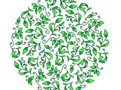 Patron Botanico Circular Color botánico círculo empapelar estampa hojas naturaleza patrón pattern vector verde