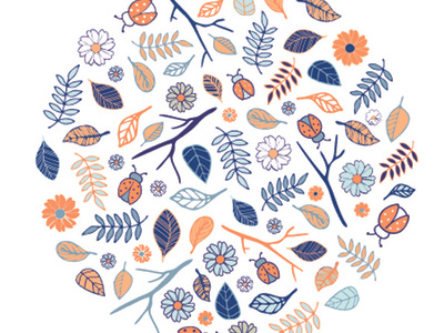 Patrón Elementos Naturales azul botánico colour círculo empapelar estampa flow flower flowers hojas ilustration insects naturaleza nature patrón pattern pattern design ramas