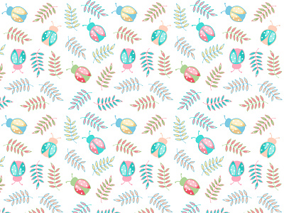 Pattern Vaquita botánico design empapelar estampa flow hojas iconography illustration illustrator insect mariquita naturaleza vaquita de san antonio vector