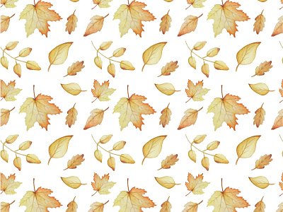 Pattern Otoño en acuarelas acuarelas amarillo botánico caen diseño estampa fondo hojas ilustración moda motivos naturaleza otoño pattern pattern design secas vector
