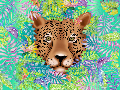 Yaguareté animales argentina bosquejo botánico cartel colores design ecología extinción felino felinos hojas ilustración mamífero naturaleza salvajes selva vector yaguareté yaguareté