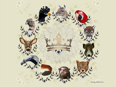 Reyes animal animales botánico cartel colores corona design doraro ecología en peligro fauna ilustración naturaleza vector
