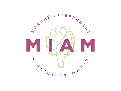 MIAM artichoke brand branding colors design green grocery logo opacity purple store vegetable