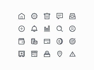 Business icons bell coins graph home icon icons icons design icons pack icons set market settings stroke ui vector wallet
