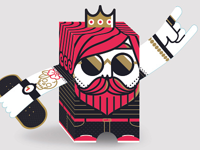 SKATER PAPER TOY character flat illustration king paper papercraft papertoy playing cards poker vector